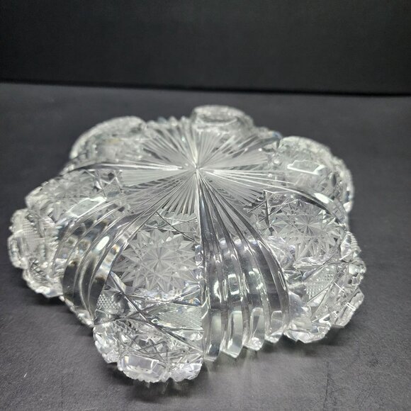 Vintage American Brilliant Crystal Clear Cut Glass Relish Trinket Dish - Picture 4 of 8